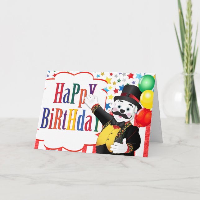 Circus Ringmaster Polar Bear Kids Birthday Card (Front)