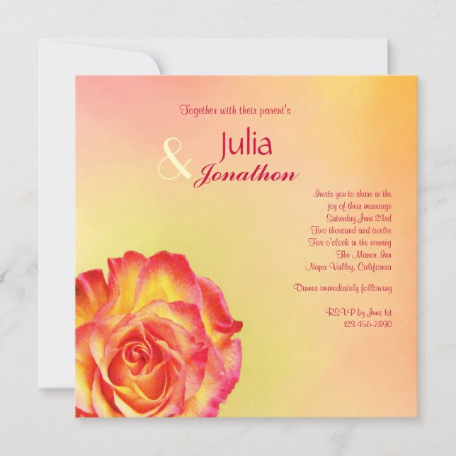 Circus Rose Spring Colours Wedding Invitation (Front)