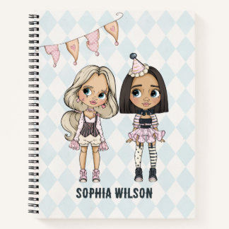 Circus School Pink Harlequin Girls Notebook
