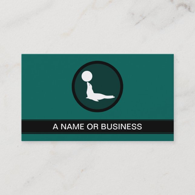 circus seal teal bubble business card (Front)