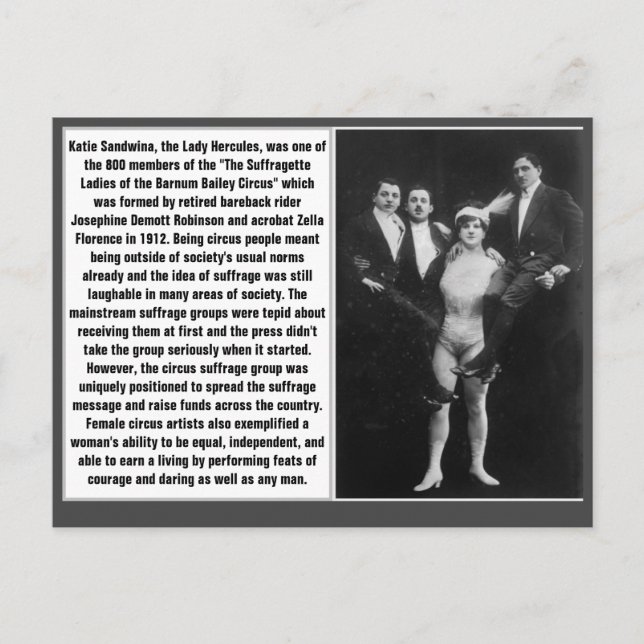 Circus suffragette Katie Sandwina Barnum Bailey Postcard (Front)