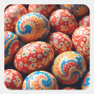 Circus Swirls Easter Eggs Square Sticker