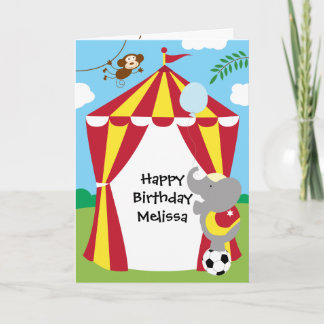 Circus Tent and Animals Birthday Card