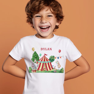 Circus Tent and Carnival Animals Kids Name T-Shirt