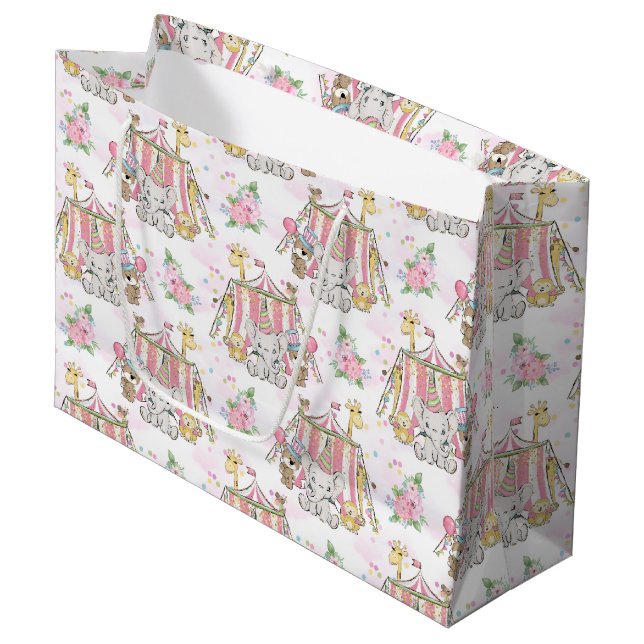 Circus Tent Baby Elephant Large Gift Bag (Front Angled)