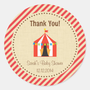 Circus Tent Baby Shower Sticker Red Stripes