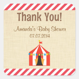 Circus Tent Baby Shower Thank You Stickers