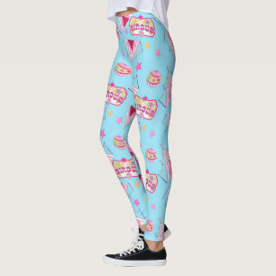 Circus Tent Ball Yellow Stars Vintage Entertainmen Leggings