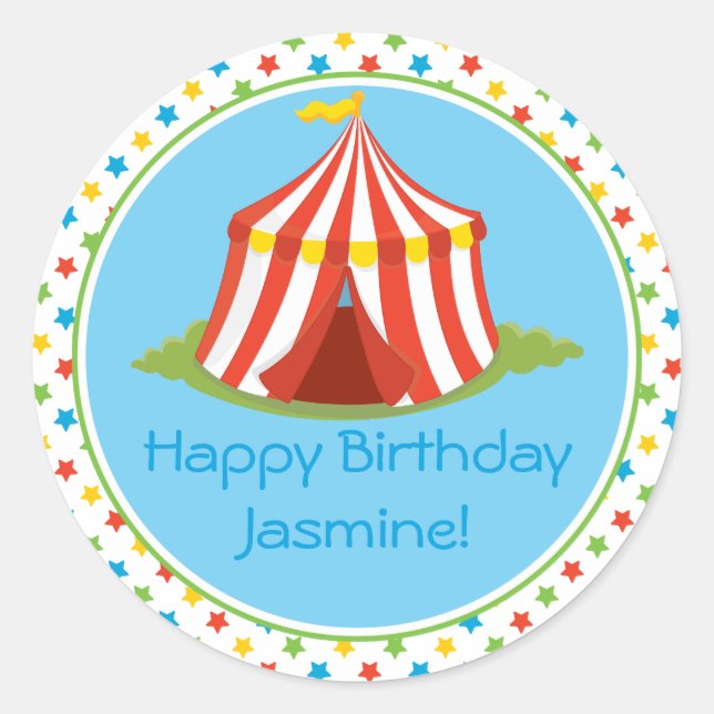 Circus Tent | Big Top | Personalised Classic Round Sticker (Front)