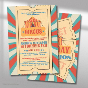 Circus Tent Birthday Carnival Party  Invitation