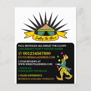 Circus Tent Clown, Kids Entertainer, Clown Advert Flyer