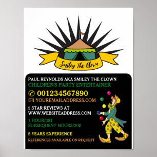 Circus Tent Clown, Kids Entertainer, Clown Advert Poster