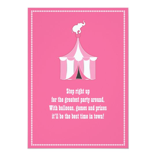 Circus Tent & Elephant Girl's Birthday Party Card