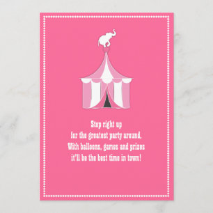 Circus Tent & Elephant Girl's Birthday Party Invitation