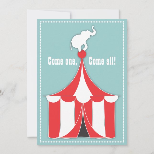 Circus Tent & Elephant Kids Birthday Party Invitation (Front)