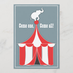 Circus Tent & Elephant Kids Birthday Party Invitation
