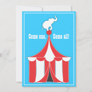 Circus Tent & Elephant Kids Birthday Party Invitation