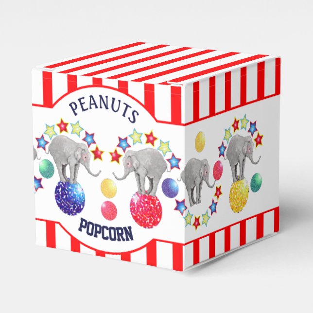 Circus Theme Elephant Gourmet Snacks Party Favour Box (Front Side)