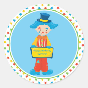 Circus Theme   Funny Clown   Personalised Classic Round Sticker