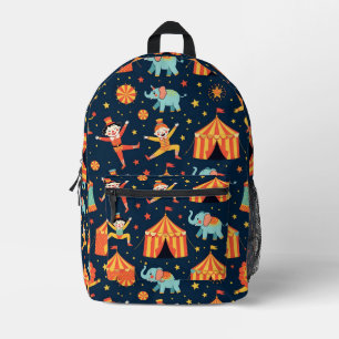 Circus theme on blue printed backpack