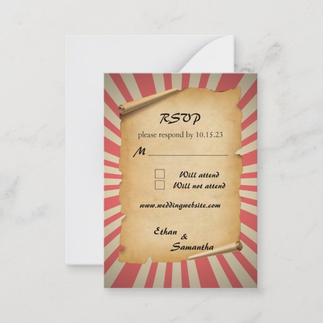 Circus Theme Wedding RSVP  Card (Front)