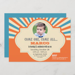 Circus Themed   Custom Photo   Birthday Invitation