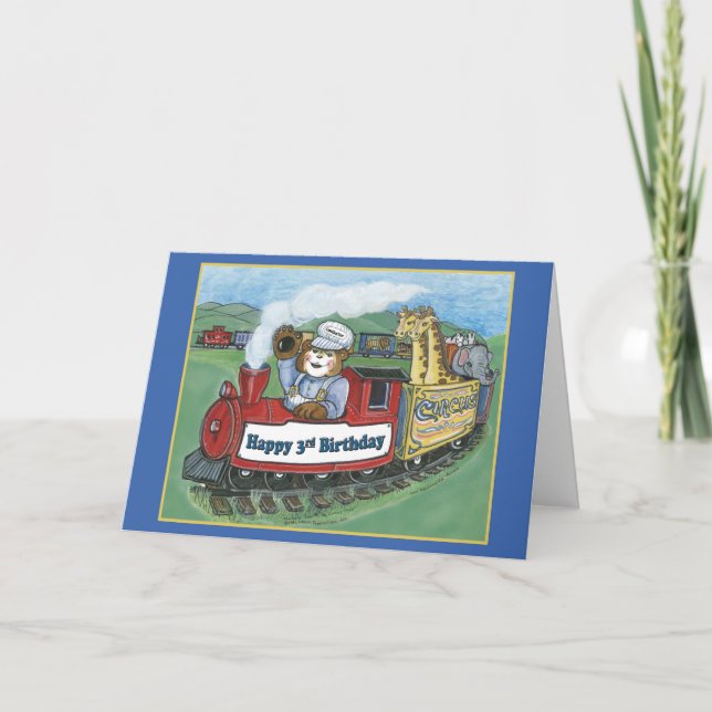 Circus Train 3rd Birthday Card (Front)