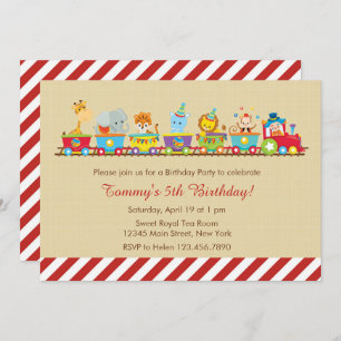 Circus Train Birthday Invitation