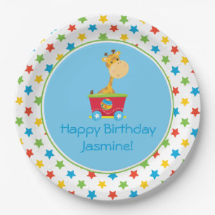 Circus Train   Giraffe   Personalised Paper Plate