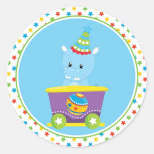 Circus Train   Hippo Classic Round Sticker