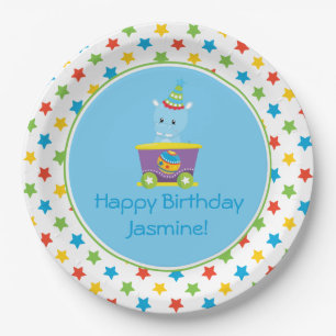 Circus Train   Hippo   Personalised Paper Plate