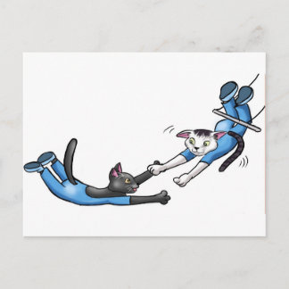 Circus Trapeze cats Postcard