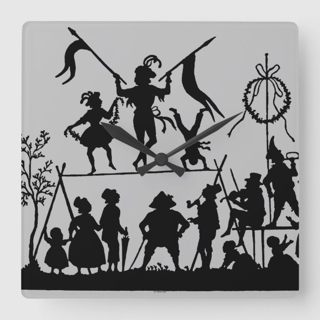Circus Troupe Square Wall Clock (Front)