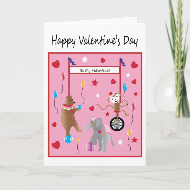 Circus Valentine's Day Wish For Children Holiday Card (Front)