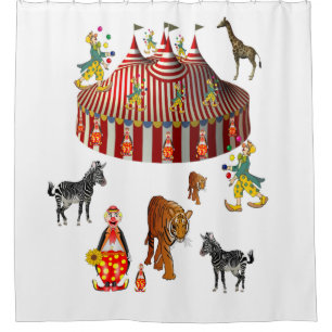 Circus white red children's shower curtain