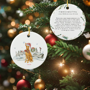 Cirneco dell’Etna Dog Watercolor Monogram Ceramic Ornament