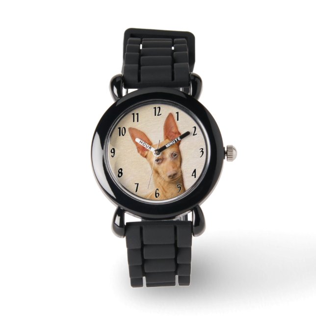 Cirneco dell’Etna Painting - Cute Original Dog Art Watch (Front)