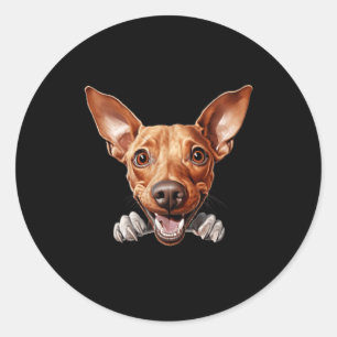 Cirneco dellEtna Dog Mum Dad Peeking Puppy Classic Round Sticker