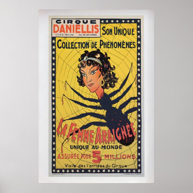 Cirque Daniellis, the Spider Woman  Vintage Circus Poster (Front)