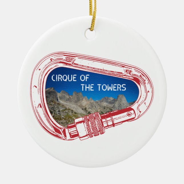 Cirque Of The Towers Climbing Carabiner Ceramic Ornament (Front)