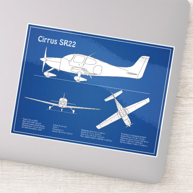 Cirrus SR22 - Aeroplane Blueprint Drawing Plans AB (Detail)