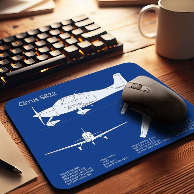 Cirrus SR22 - Aeroplane Blueprint Drawing Plans AB Mouse Pad (Creator Uploaded)