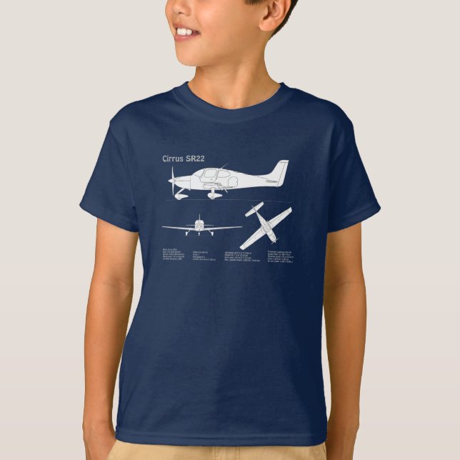 Cirrus SR22 - Aeroplane Blueprint Drawing Plans AB T-Shirt (Front)