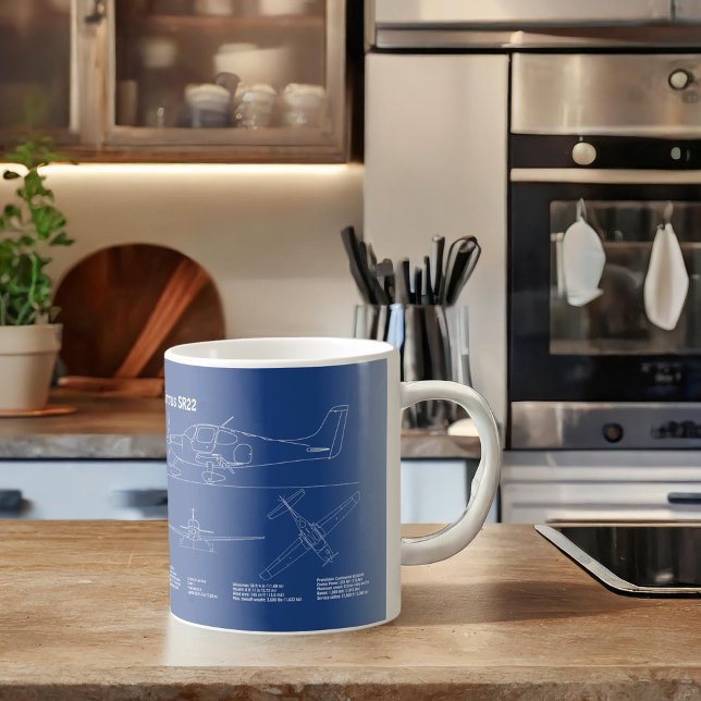 Cirrus SR22 - Aeroplane Blueprint Drawing Plans AD Coffee Mug (Creator Uploaded)