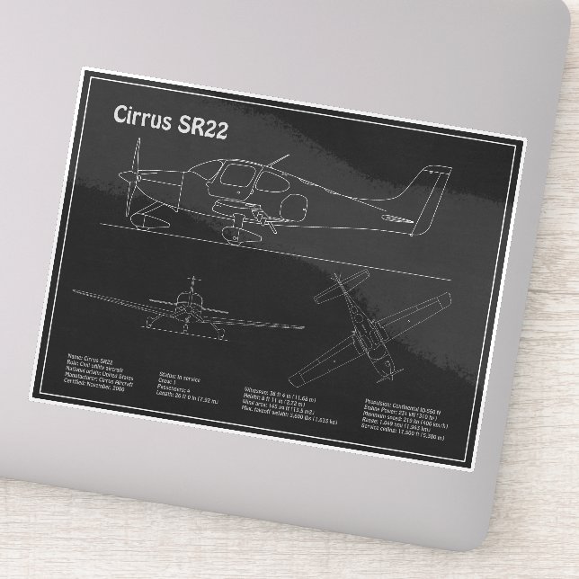 Cirrus SR22 - Aeroplane Blueprint Drawing Plans PD (Detail)