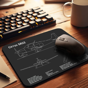 Cirrus SR22 - Aeroplane Blueprint Drawing Plans PD Mouse Pad