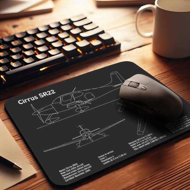 Cirrus SR22 - Aeroplane Blueprint Drawing Plans PD Mouse Pad (Creator Uploaded)