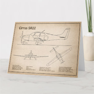 Cirrus SR22 - Aeroplane Blueprint Drawing Plans SD Thank You Card