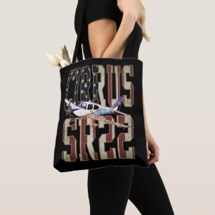 Cirrus SR22 Aircraft Vintage United States Flag Tote Bag
