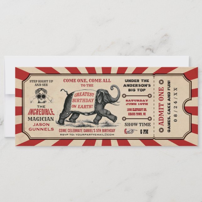 Cirus Birthday Party Ticket Invitations Raffle (Front)